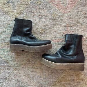 Free People Mel Slouch Leather boot in Black